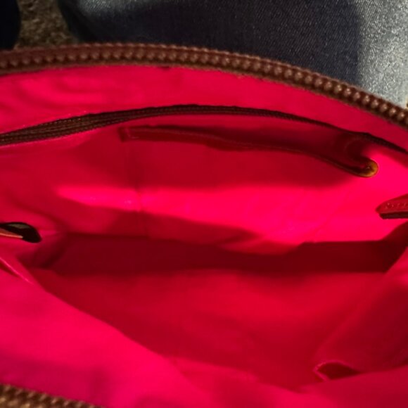 Dooney & Bourke Red Nylon Leather Suede Trim Duck Logo Small Crossbody Bag - Picture 11 of 13